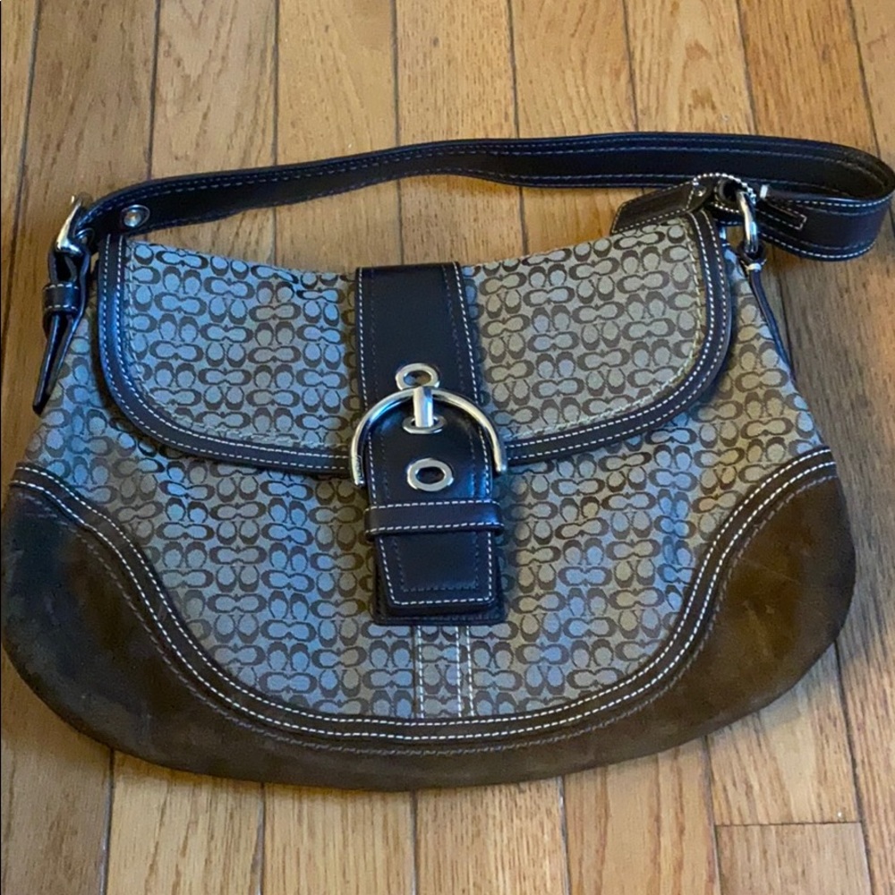 Authentic Brown with Suede Coach Purse